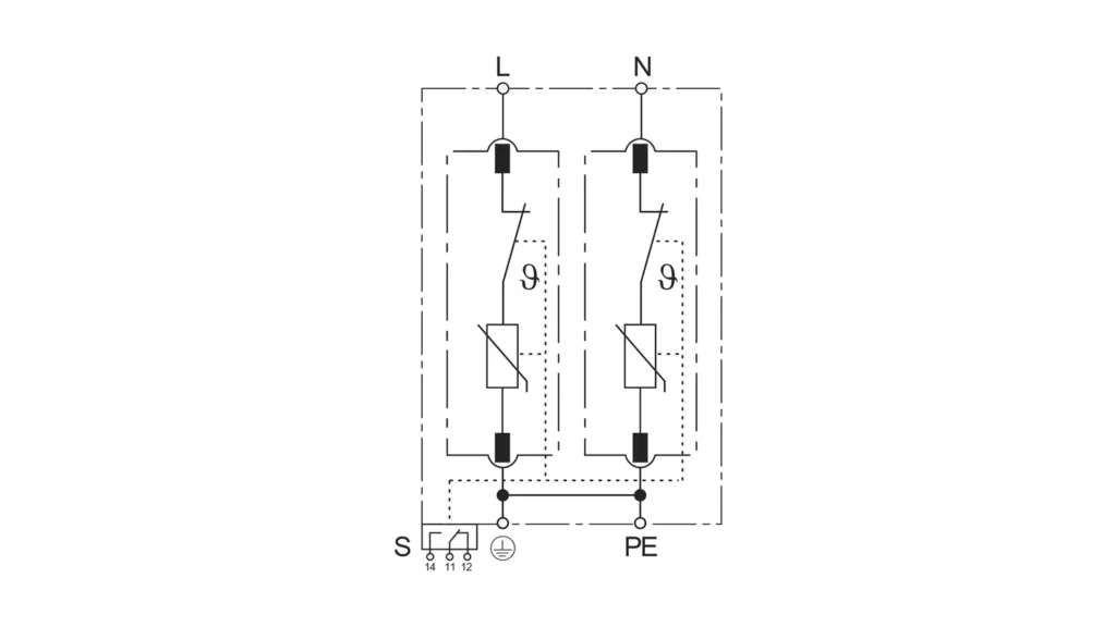 Basic Circuit Diagram - Type 2 AC Surge Protection Device SPD SLP40-275-2S