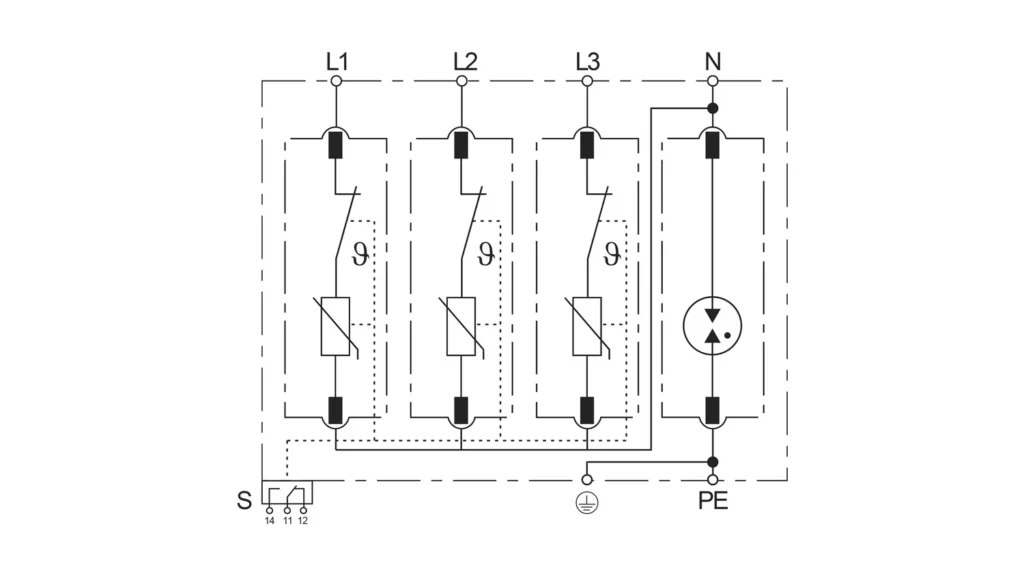 Basic Circuit Diagram - Type 2 AC Surge Protection Device SPD SLP40-275-3S+1