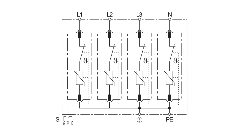 Basic Circuit Diagram - Type 2 AC Surge Protection Device SPD SLP40-275-4S