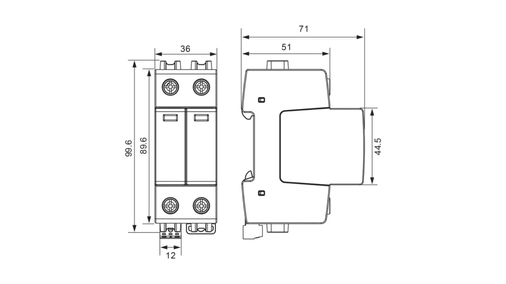 Dimensions - Type 2 AC Surge Protection Device SPD SLP40-275-2S