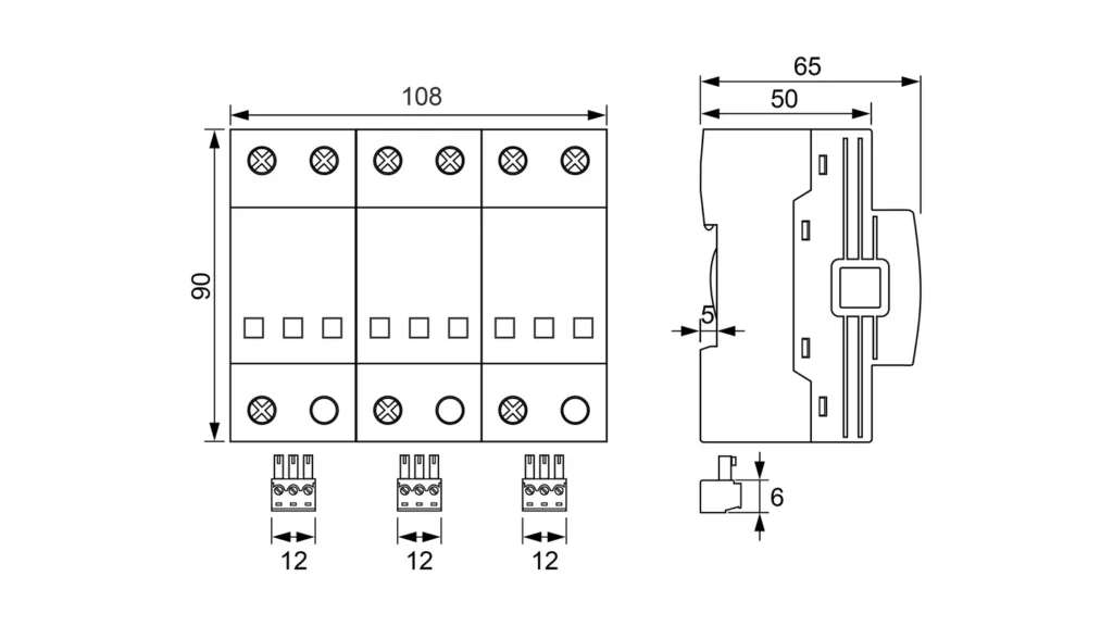 Dimensions - Type 1 AC Surge Protection Device SPD FLP25-275-3S