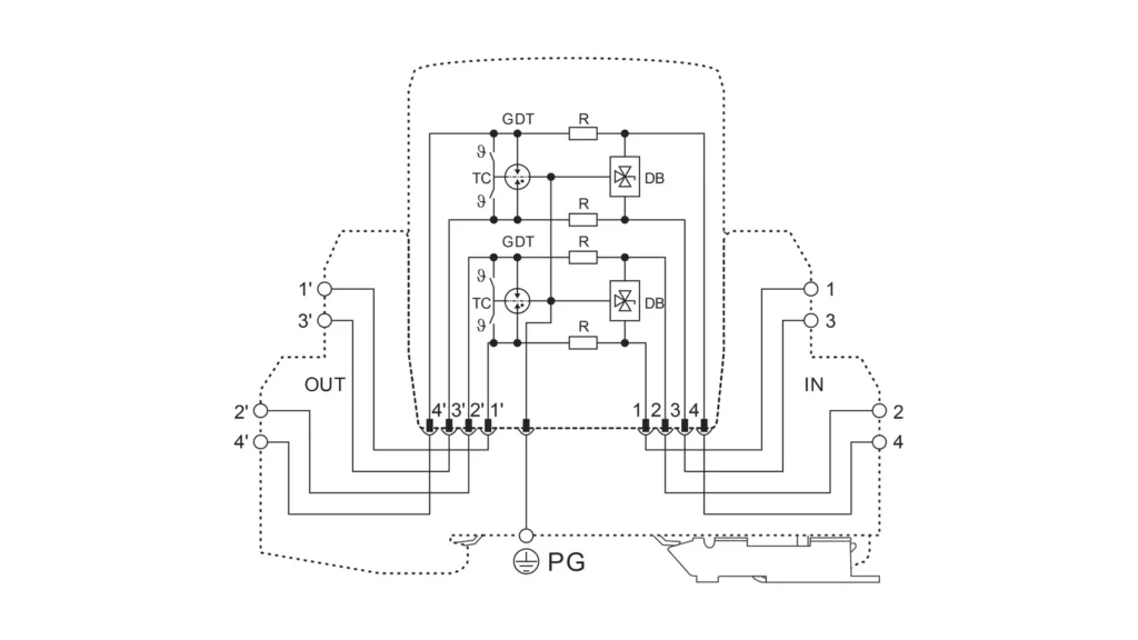 Basic Circuit Diagram - Telecom and Data Surge Protector Device SPD FRD4 series