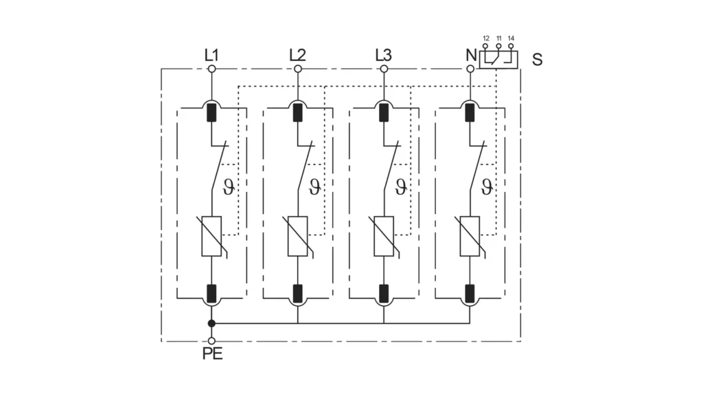 Basic Circuit Diagram - Type 2 AC Surge Protection Device SPD SLP40K-275-4S