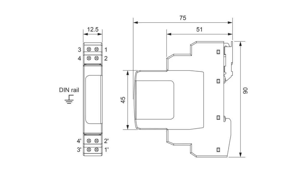 Dimensions - Telecom and Data Surge Protector Device FRD4 series