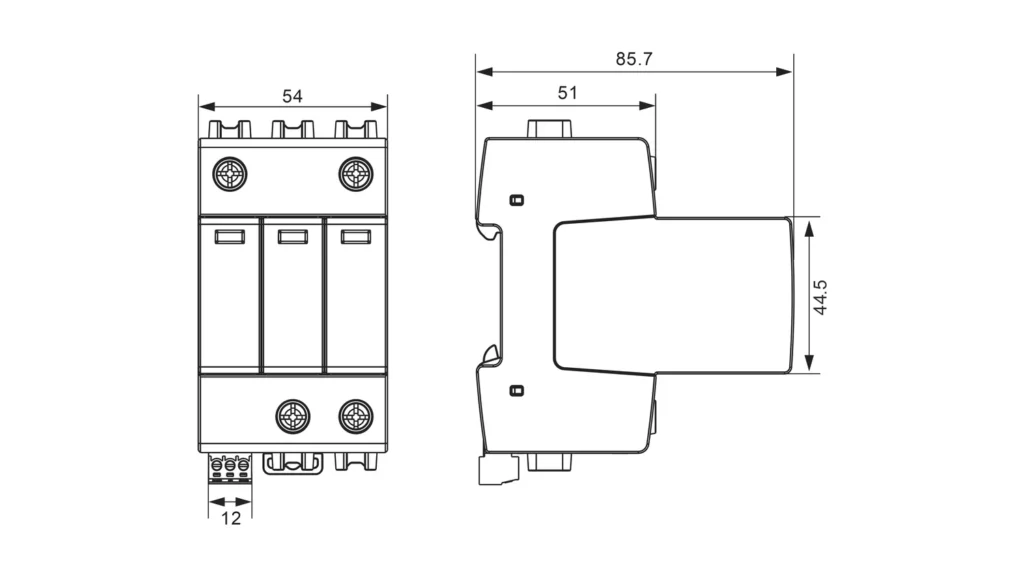 Dimensions - Type 1+2 DC PV Solar Surge Protective Device FLP-PV1000-S FLP-PV1200-S FLP-PV1500-S