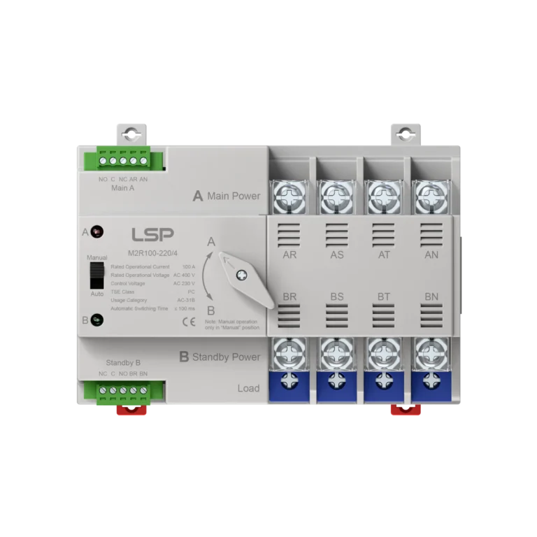 4-полюсний 100-амперний 3-фазний автоматичний перемикач ATS M2R100-220-4 img2