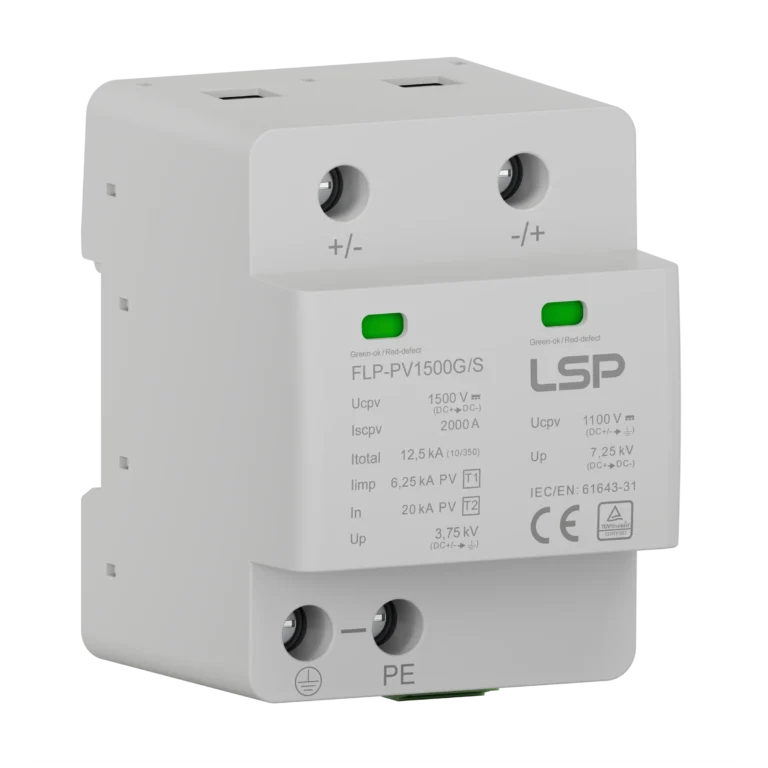 Тип 1+2 Сонячна фотоелектрична система 1500 В постійного струму Пристрій захисту від перенапруги SPD FLP-PV1500G-S