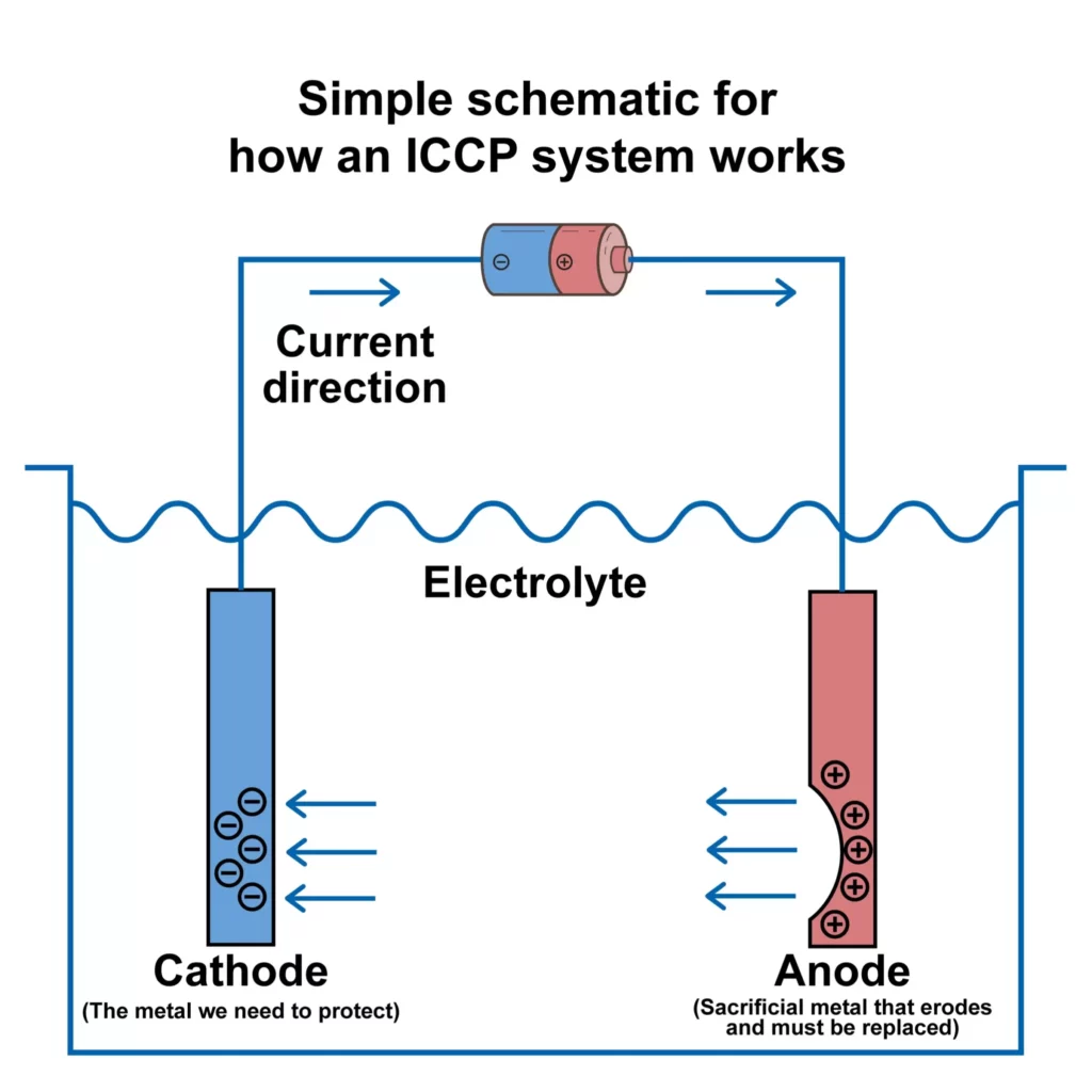 Figure 2 Basic principle of impressed current cathodic protection