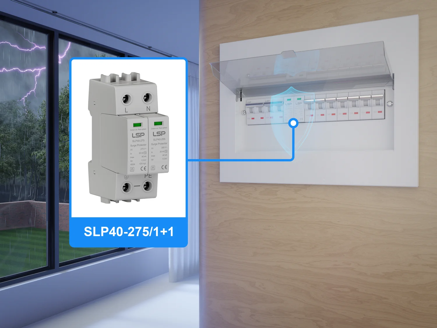 서지 보호기 장착 주 배전함 SLP40-275-1-1