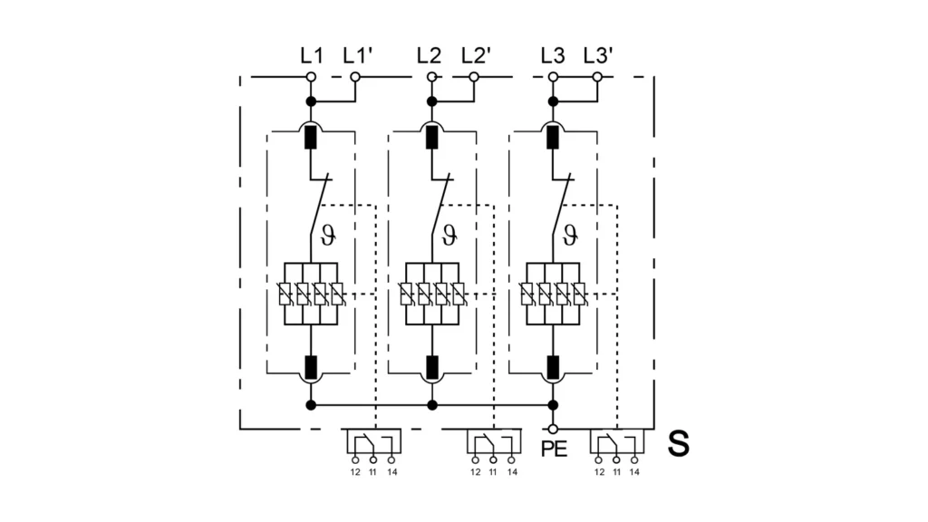 Basic Circuit Diagram Type 12 Wind Turbines Surge Protector SPD FLP25-760-3S