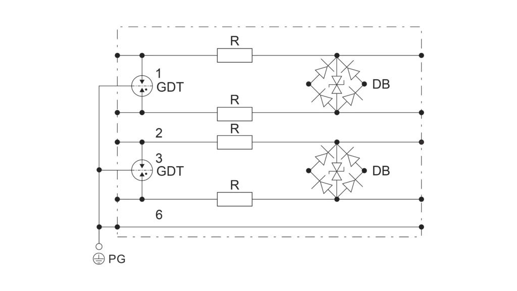Basic Circuit Diagram - Ethernet Surge Protector Device RJ45S-E100 series