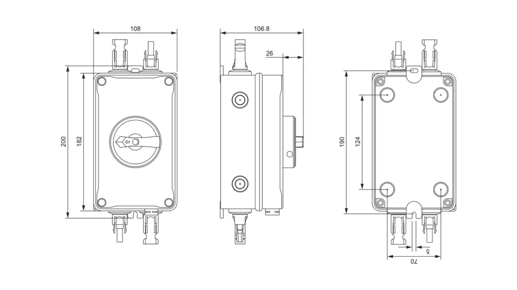 Dimensions - Solar Pv DC Isolator Switch LDS-32-4M