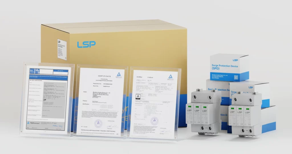 Solar PV DC Surge Protector SPD Упаковка и сертификаты
