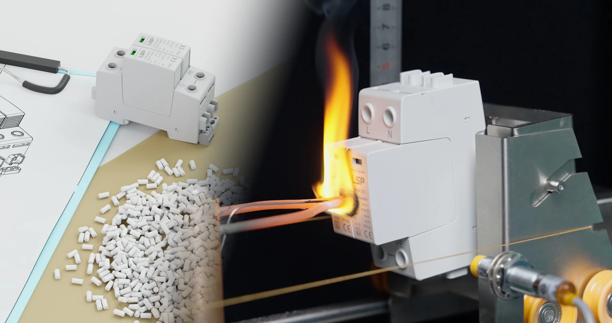 Thiết bị chống s&eacute;t DC loại 1+2 (SPD) c&oacute; khả năng chống ch&aacute;y