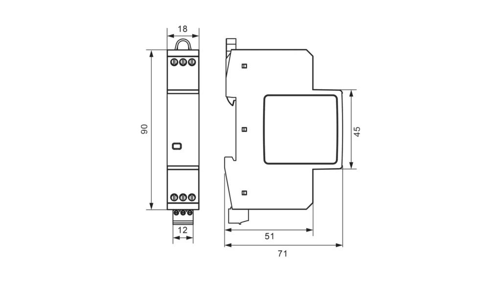 Dimensions - Type 3 AC Surge Protection Device SPD TLP-275-2S