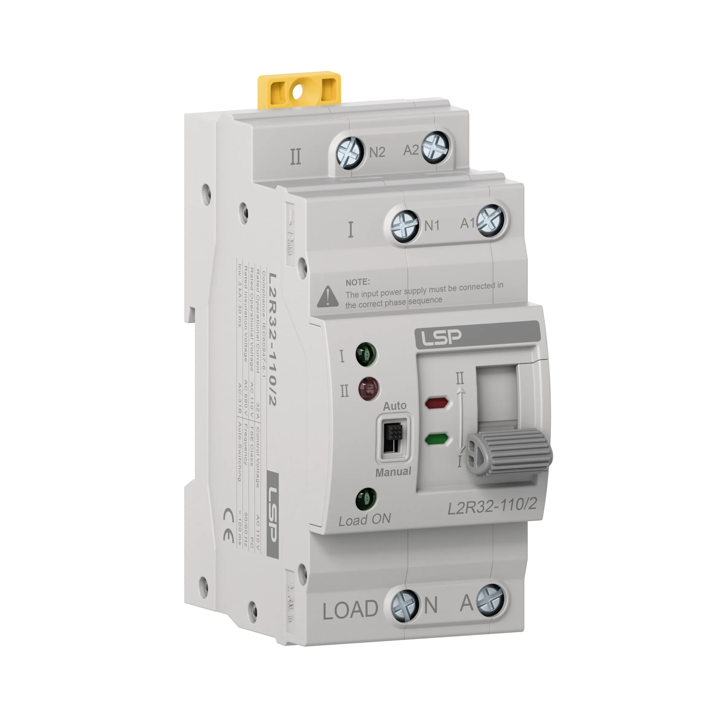 2 pole 32 Amp Single Phase Automatic Transfer Switch ATS L2R32-110-2