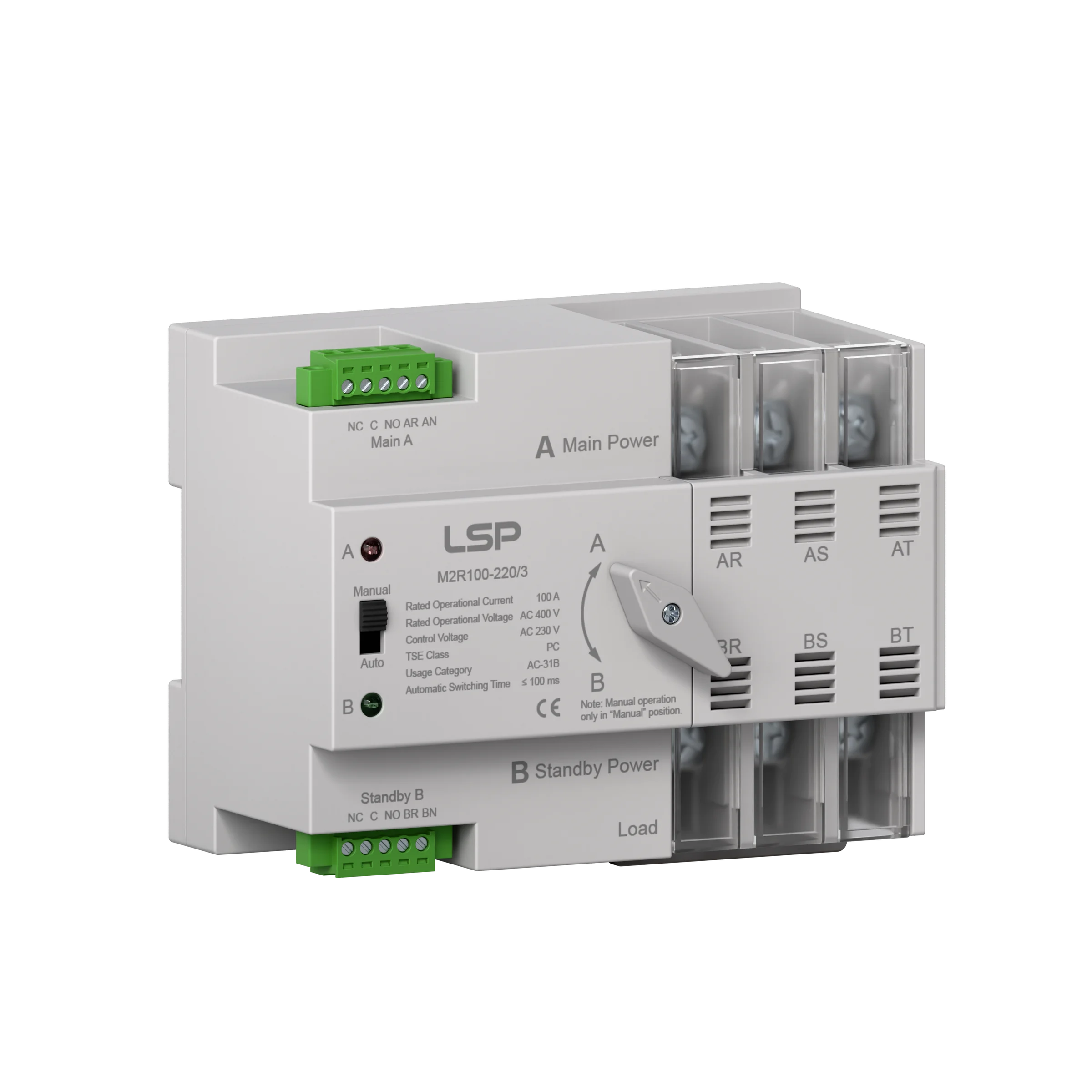 3-полюсен 100 Ампер 3-фазен автоматичен превключвател ATS M2R100-220-3
