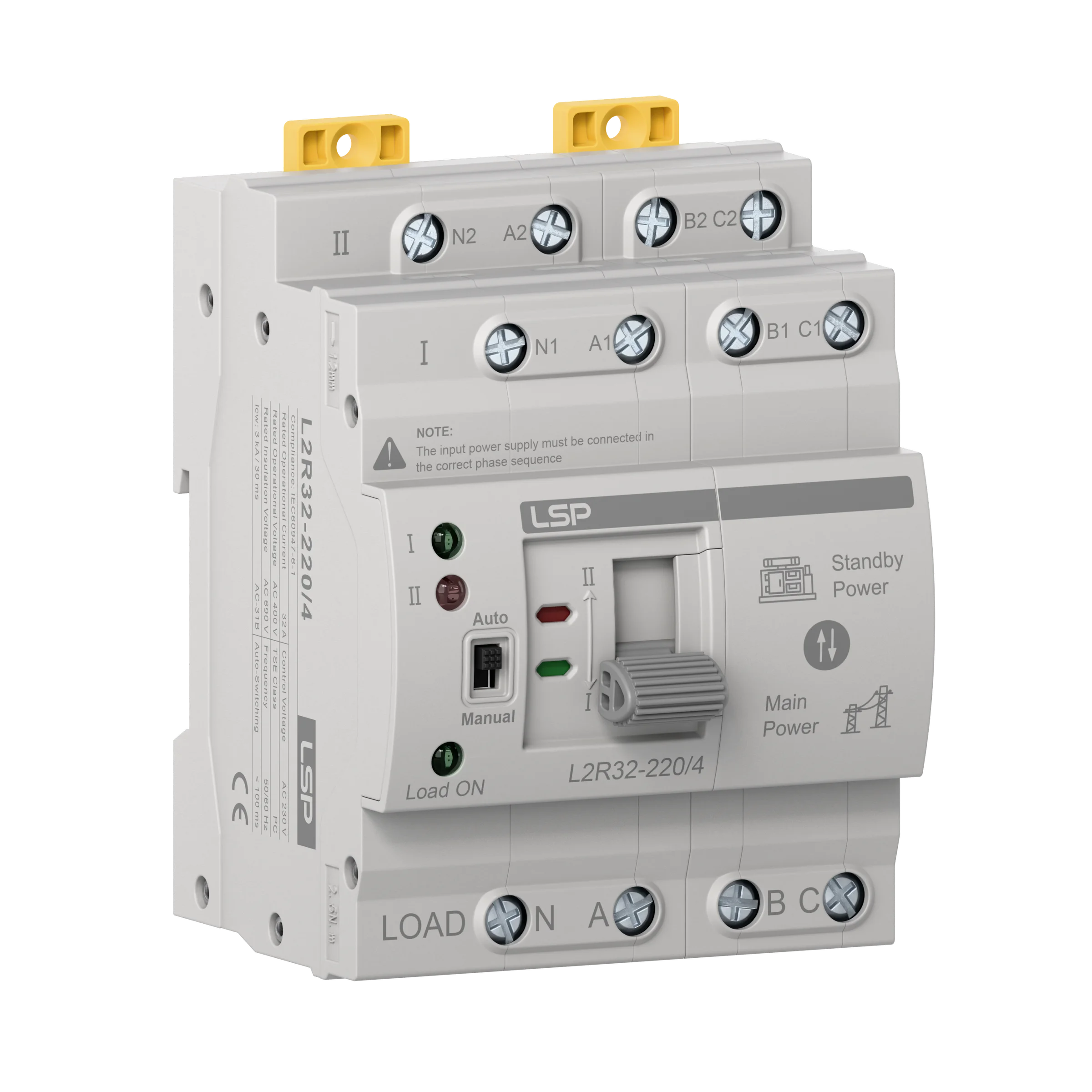 4 pole 32 Amp 3 Phase Automatic Transfer Switch ATS L2R32-220-4