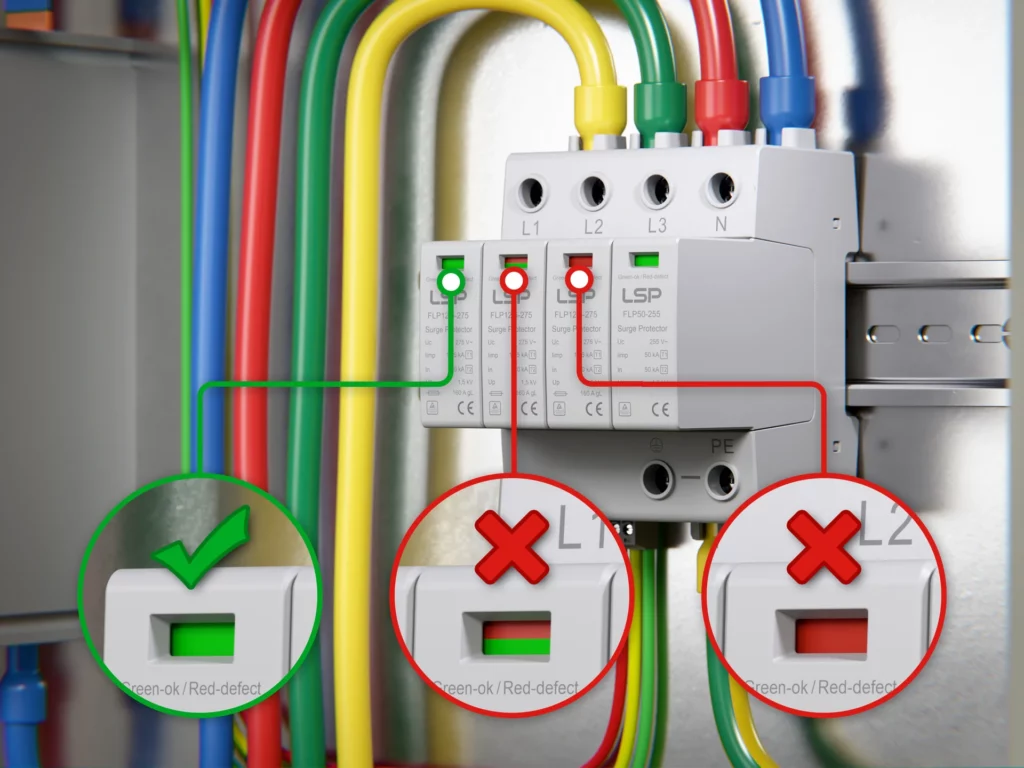 Surge Protective Device Status Indicator Window to Determine SPD Condition