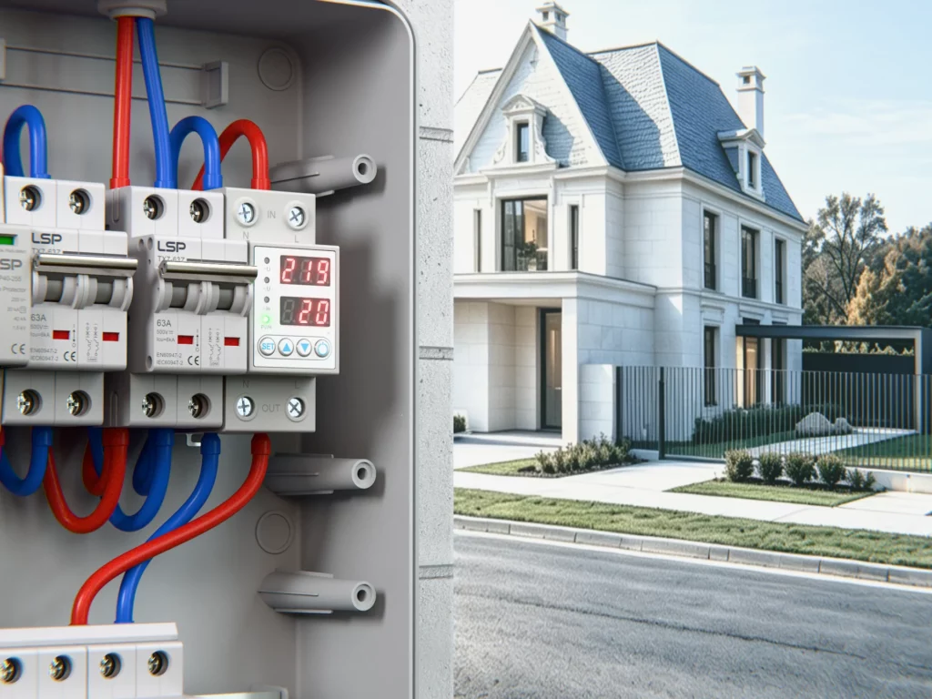 Bộ bảo vệ d&ograve;ng điện v&agrave; điện &aacute;p c&oacute; thể điều chỉnh LVP100-D1-1P+N &ndash; Sơ đồ ứng dụng