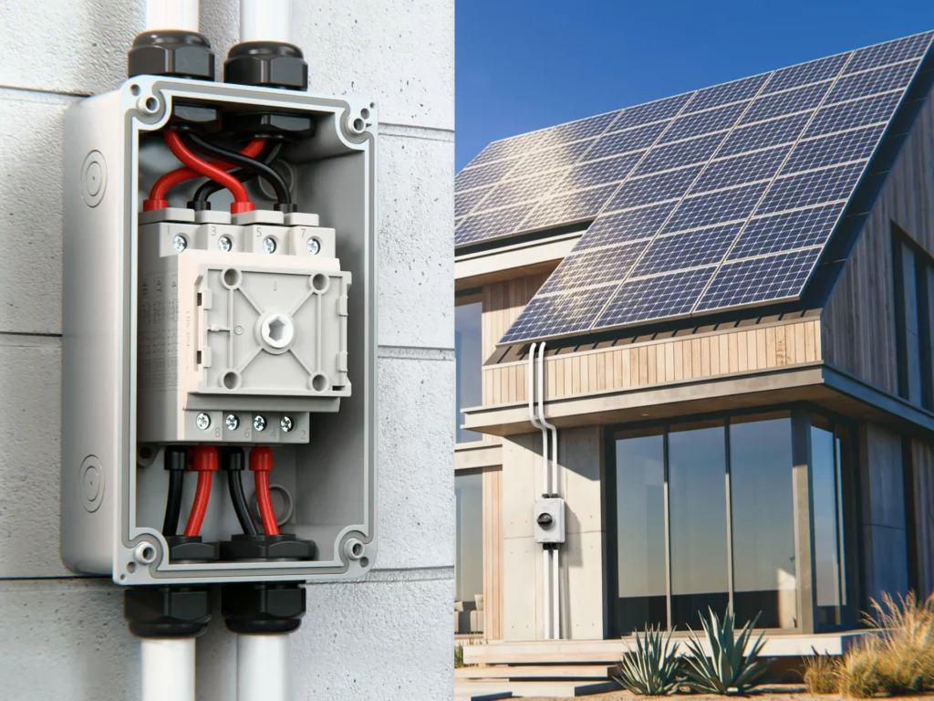 DC-szigetelőkapcsol&oacute; h&aacute;l&oacute;zaton k&iacute;v&uuml;li fotovoltaikus rendszerekhez